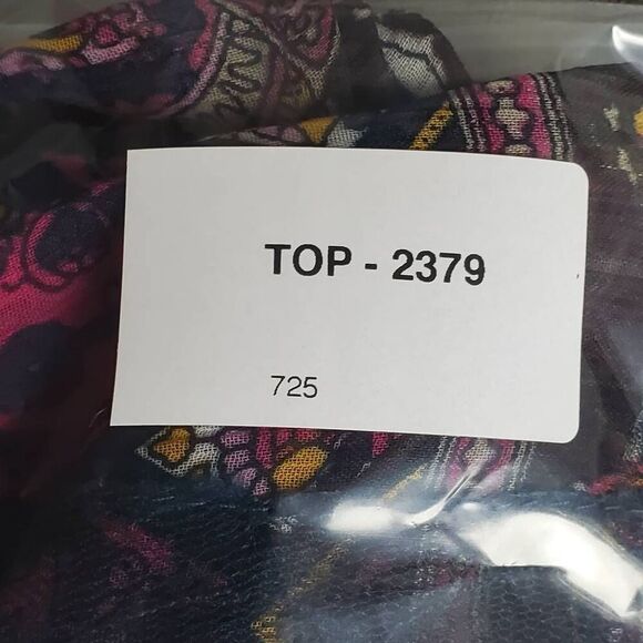 Oneworld Women’s Boho Patchwork Lace Top XL Sheer Short Sleeve Tunic - Picture 7 of 7